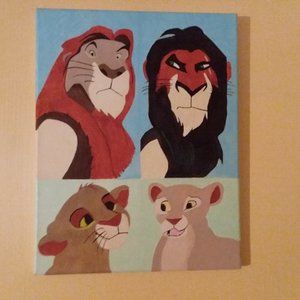 11 x 14" Unframed Hand Painted Lion King Collage, Great for a child's room